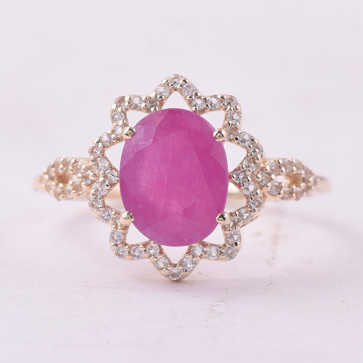 2.58 Ct Oval Ruby 9K Gold Ring