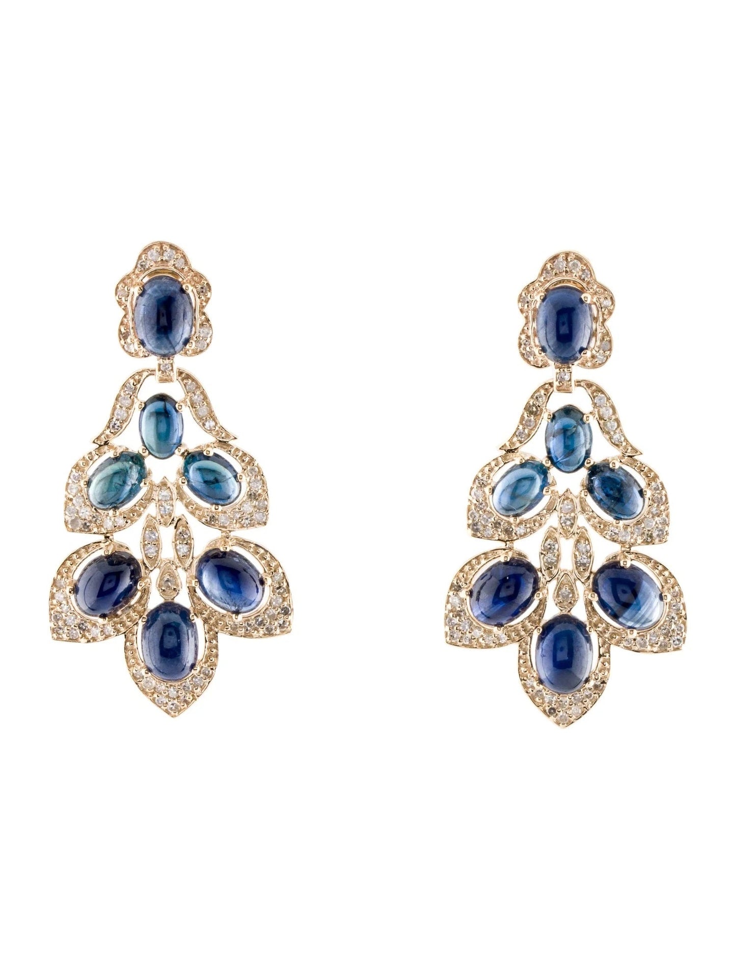 14K Sapphire & Diamond Drop Earrings