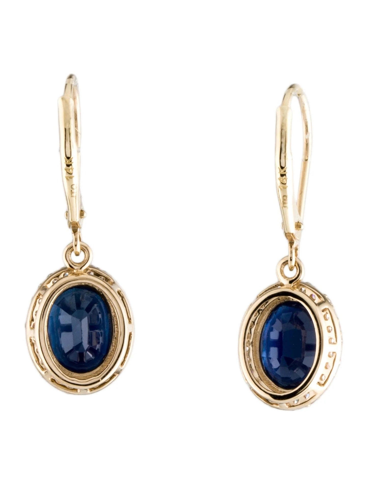 14K 4.22ctw Sapphire & Diamond Drop Earrings