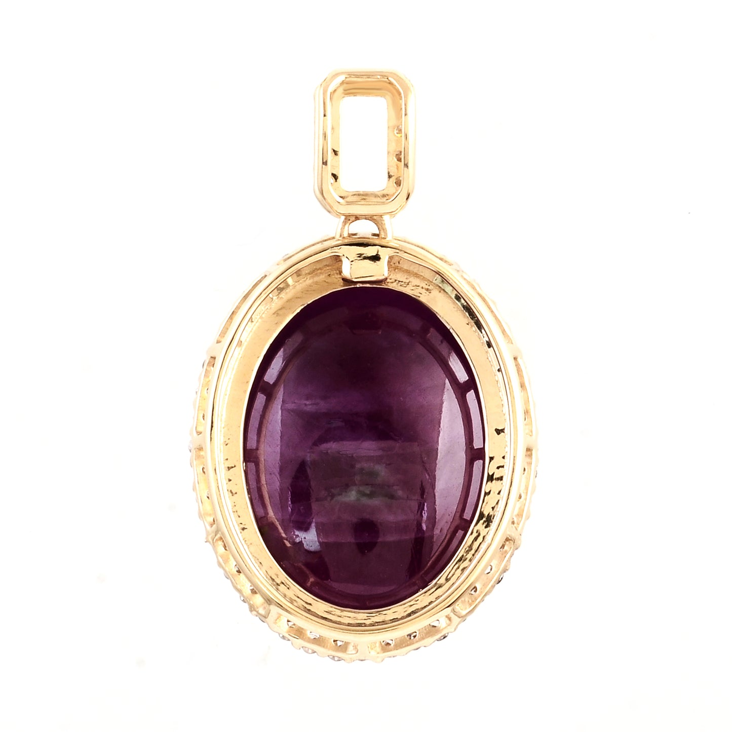 12.41 Ct Oval Cabochon Natural Corundum Ruby 14K Gold Pendant