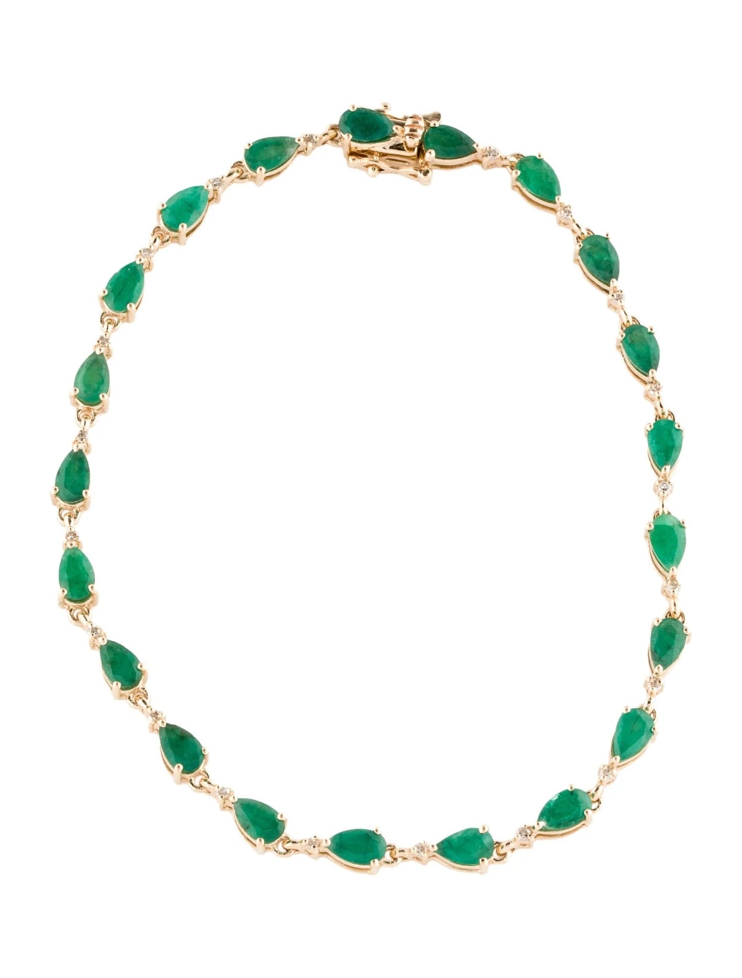 14K Emerald & Diamond Link Bracelet