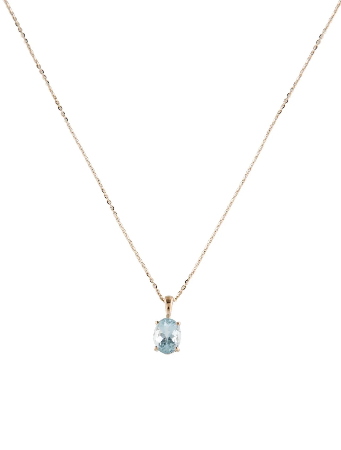 14K Aquamarine Pendant Necklace