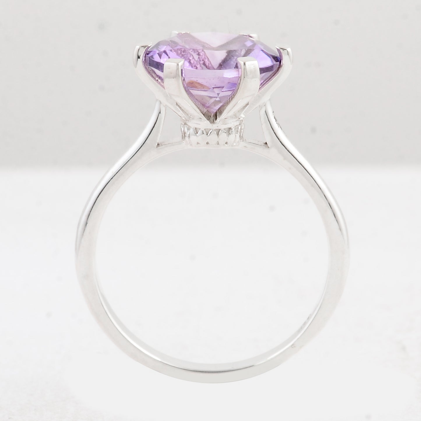 3.12 Ct Round Amethyst 925 Sterling Silver Ring