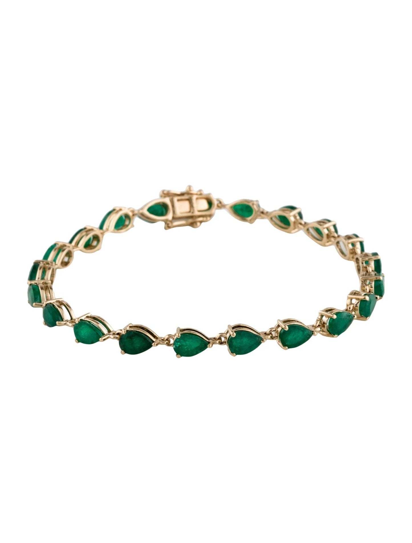 14K 6.93ctw Emerald Link Bracelet