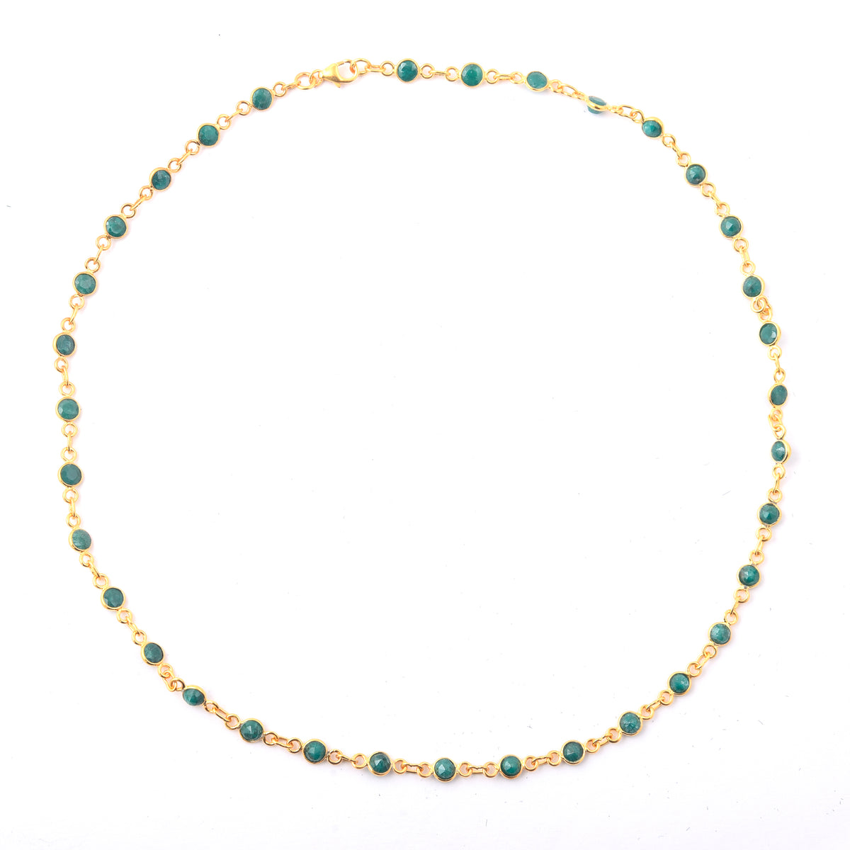 15.68 Ct Round Dyed Emerald 925 Sterling Silver Necklace