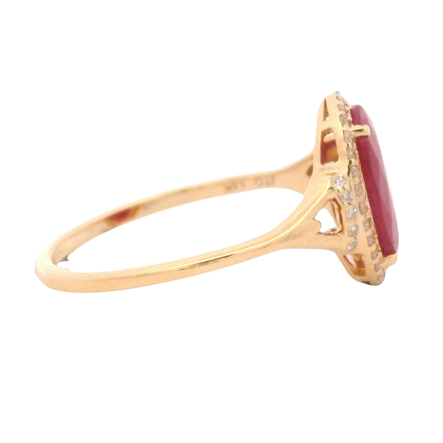 1.85 Ct Oval Mixed Cut Natural Corundum Ruby 14K Gold Ring