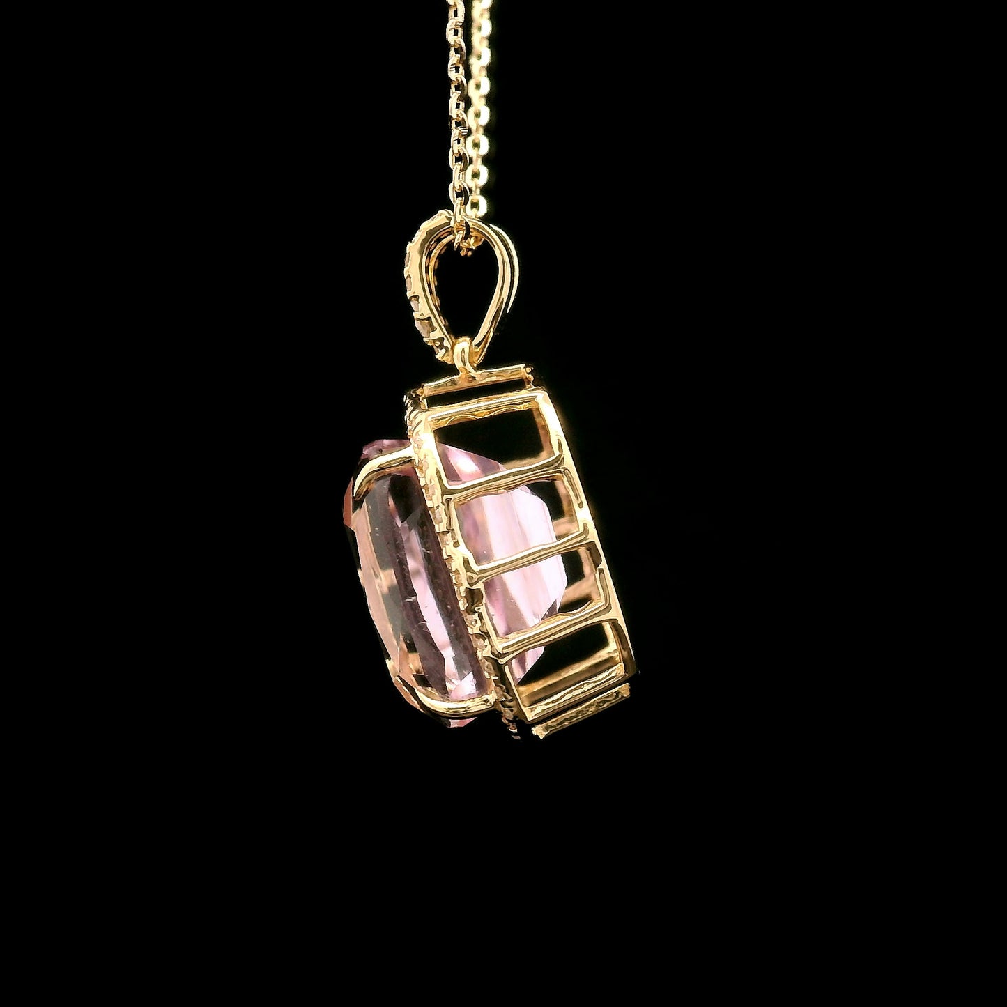 8.23 Ct Cushion Kunzite 14K Gold Pendant