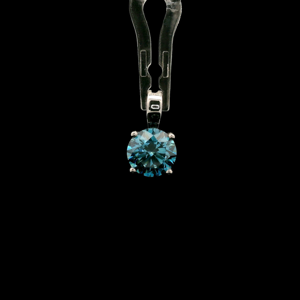 1.58 Carats Blue Lab Grown Diamond 14K Gold Pendant
