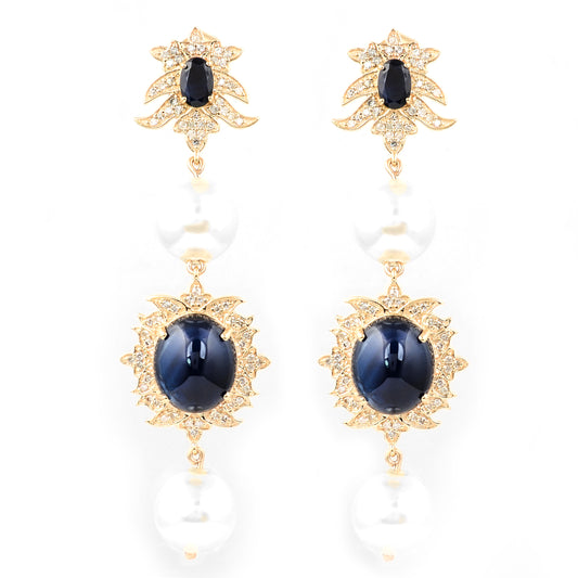 44.63 Ct Oval Sapphire 14K Gold Earrings