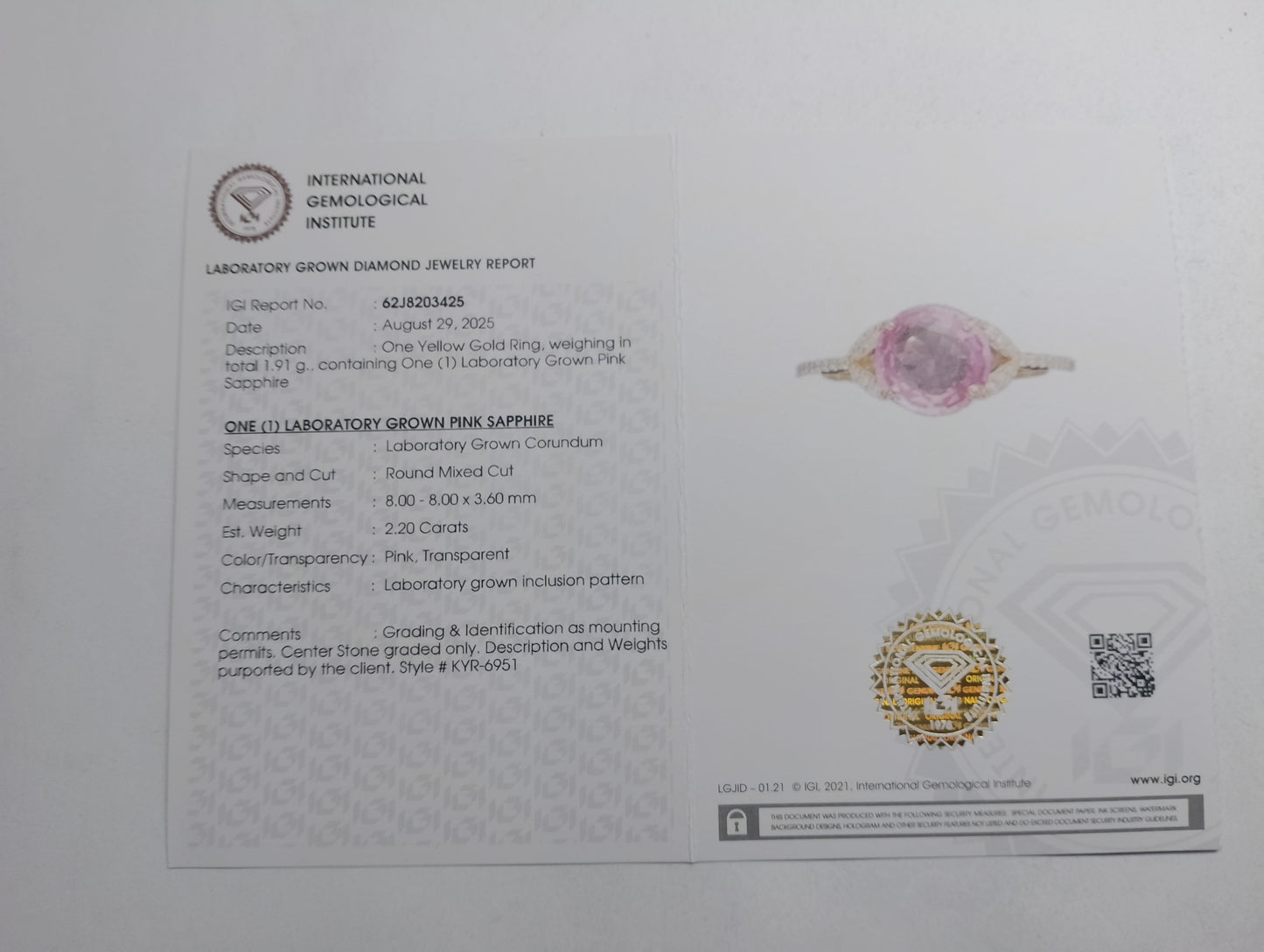 2.32 Ct Round Mixed Cut Lab Grown Pink Sapphire 14K Gold Ring