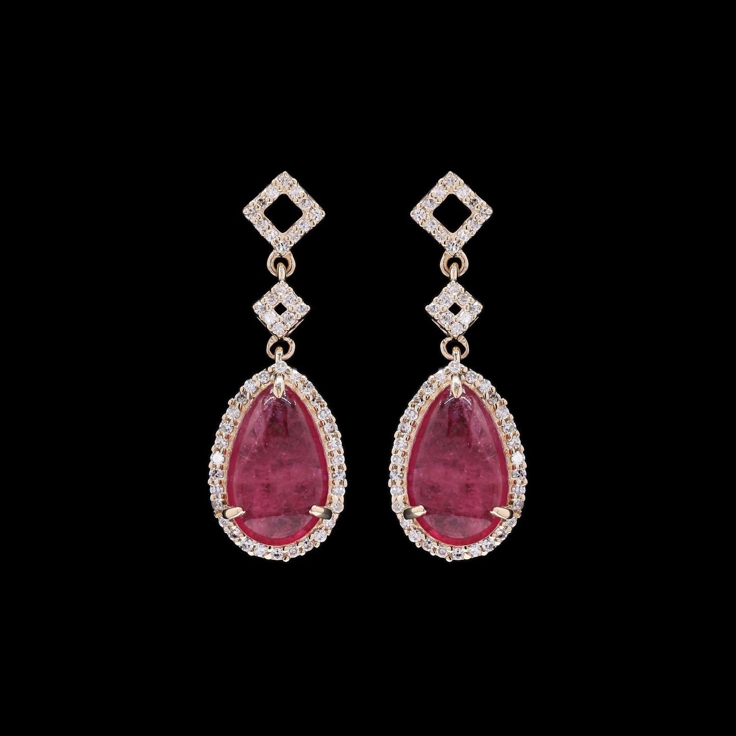 5.72 Ct Pear Natural Tourmaline 14K Gold Earrings