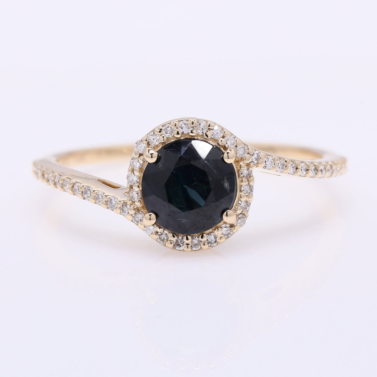 1.10 Ct Round Mixed Cut Natural Sapphire 14K Gold Ring