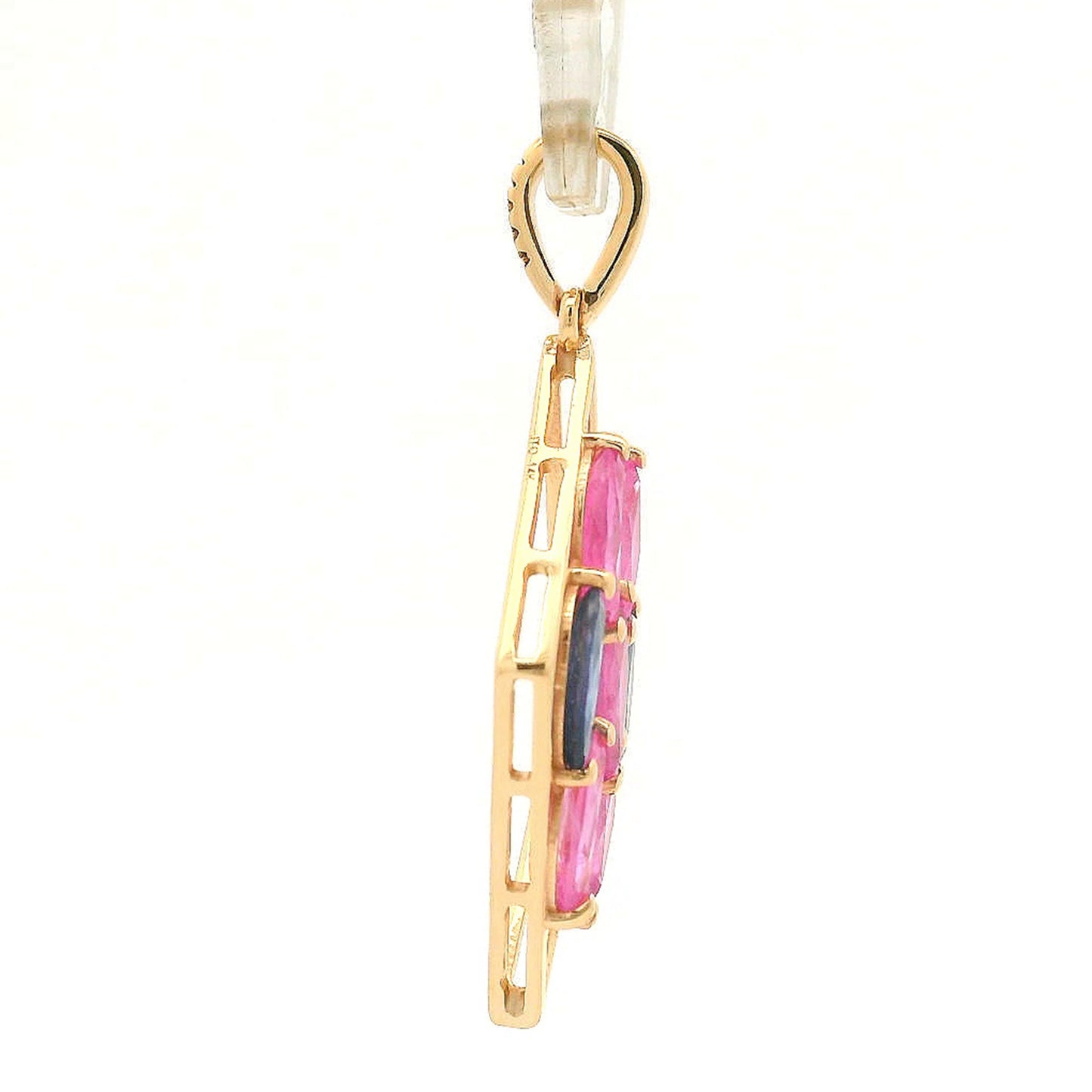 1.88 Ct Marquise Multi Sapphire 14K Gold Pendant
