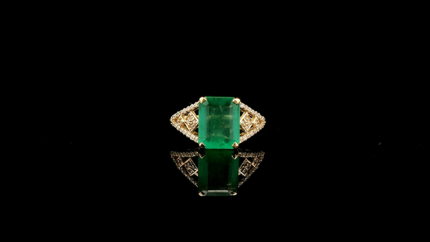 2.29 Ct Octagon Natural Emerald 14K Gold Ring