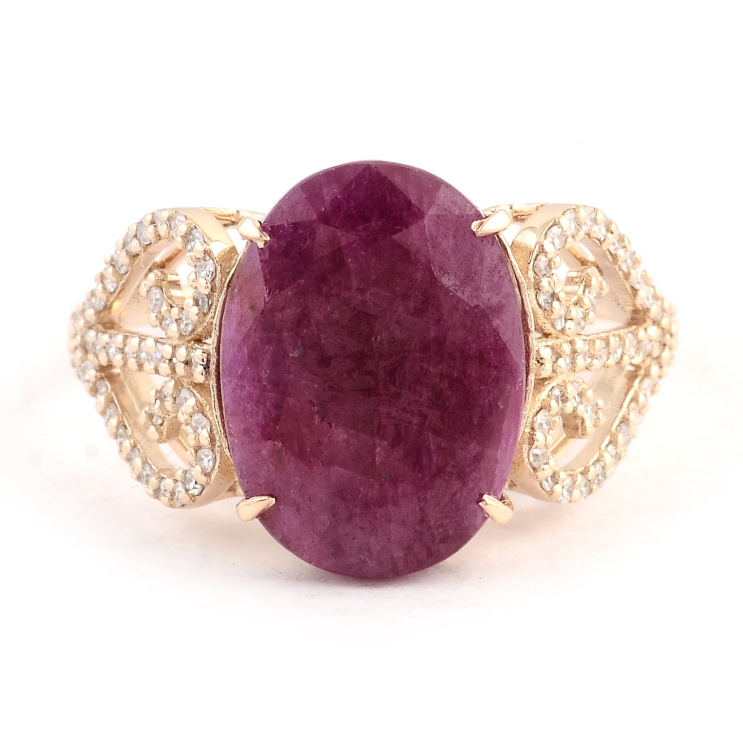 6.72 Ct Oval Mixed Cut Natural Corundum Ruby 14K Gold Ring
