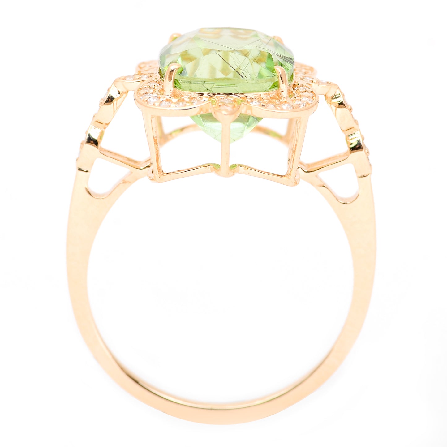 4.74 Ct Cushion Mixed Cut Natural Peridot 14K Gold Ring