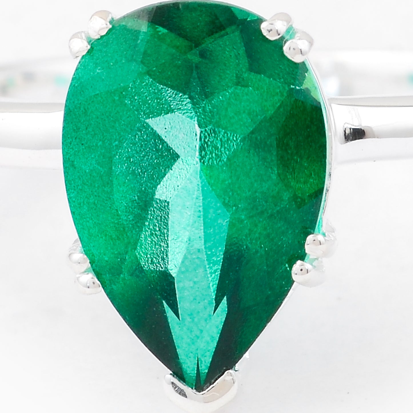 3.42 Ct Pear Green Topaz, 925 Sterling Silver Ring