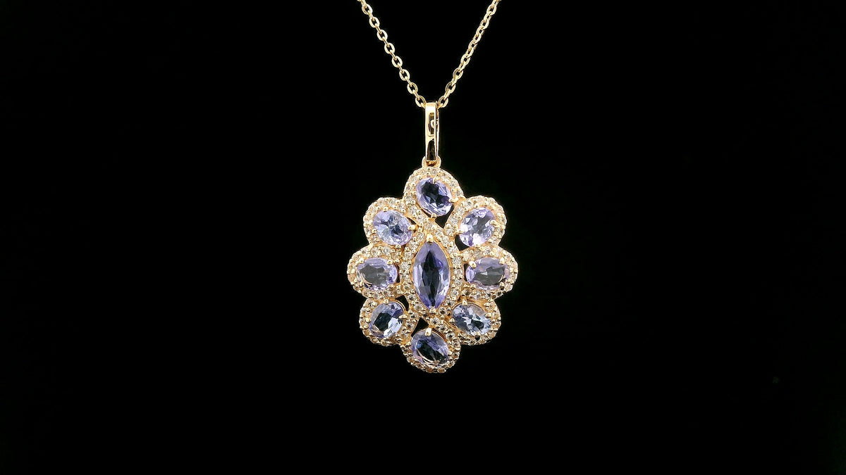 1.71 Ct Marquise Tanzanite 14K Gold Pendant