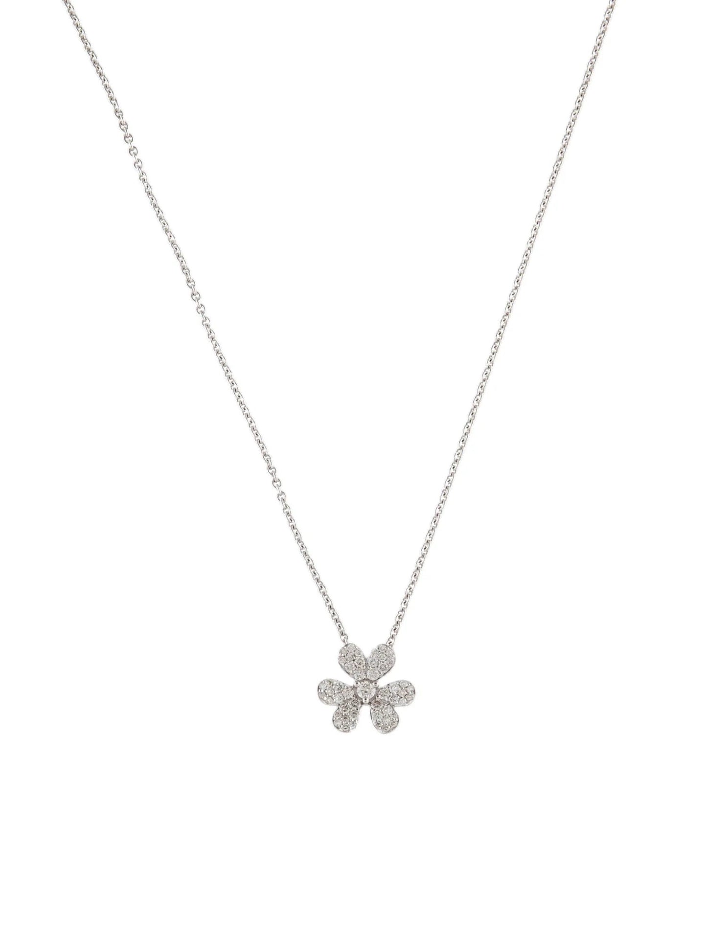 18K Diamond Floral Pendant Necklace
