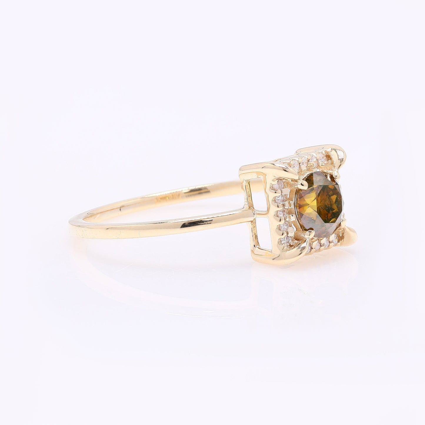 0.56 Ct Round Red Diamond 14K Gold Ring