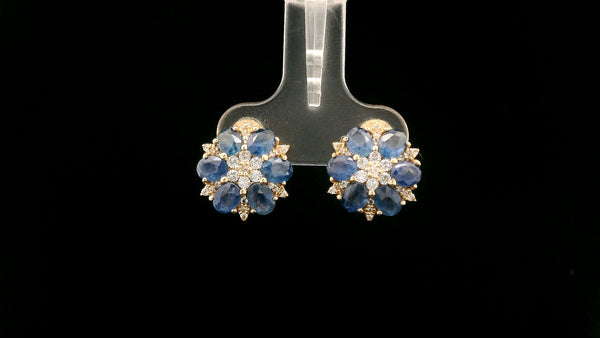 3.62 Ct Oval Sapphire 14K Gold Earrings
