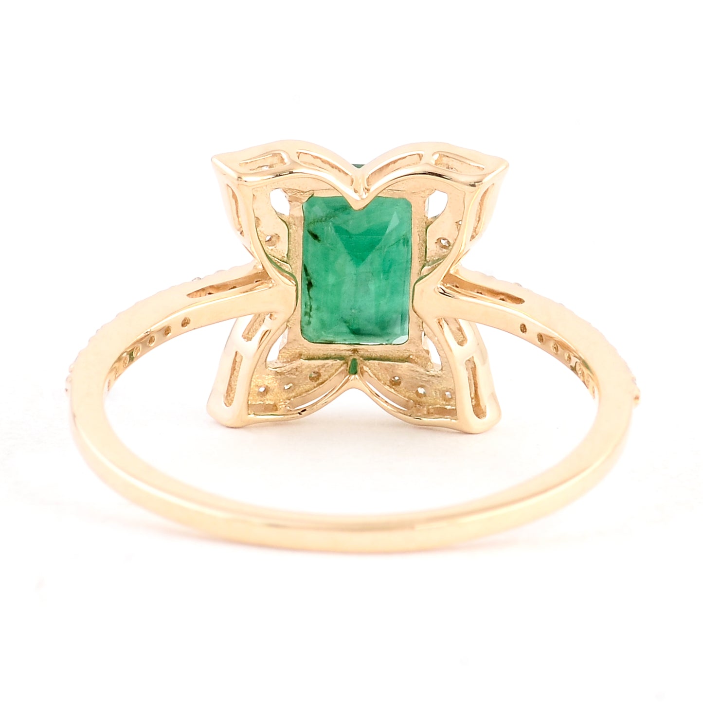 1.15 Ct Emerald Cut Natural Beryl Emerald 14K Gold Ring