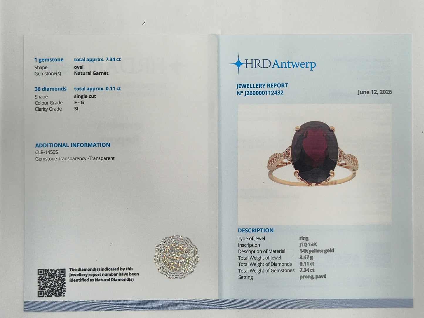 7.45 Ct Oval Natural Garnet 14K Gold Ring