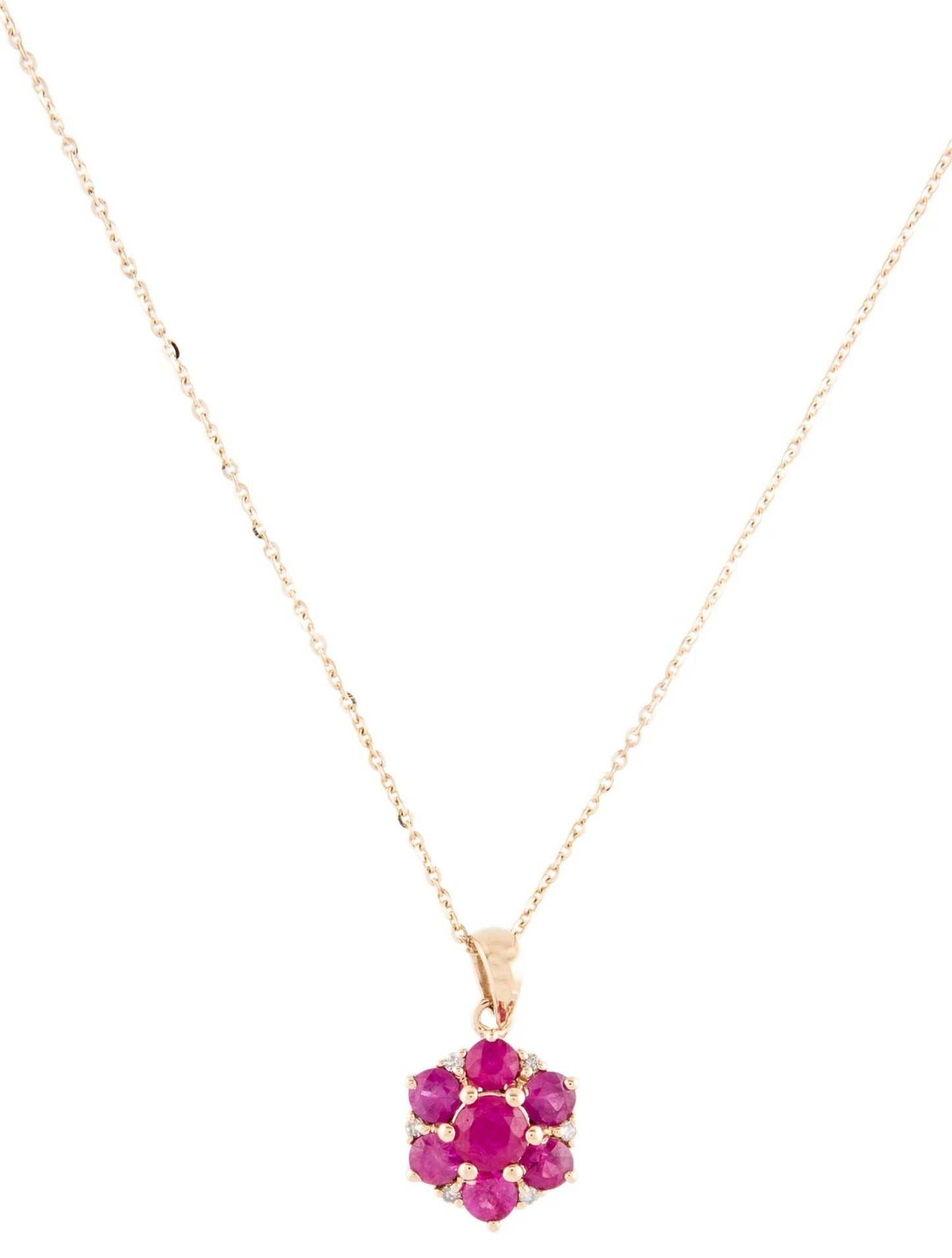 14K 1.09ctw Ruby & Diamond Pendant Necklace