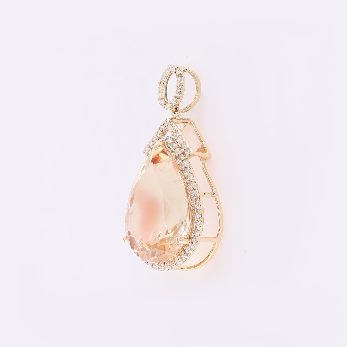6.15 Ct Pear Mixed Cut Natural Sunstone 14K Gold Pendant