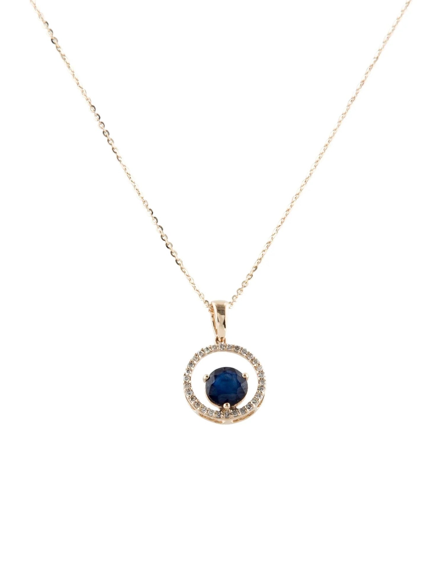 14K Sapphire & Diamond Pendant Necklace