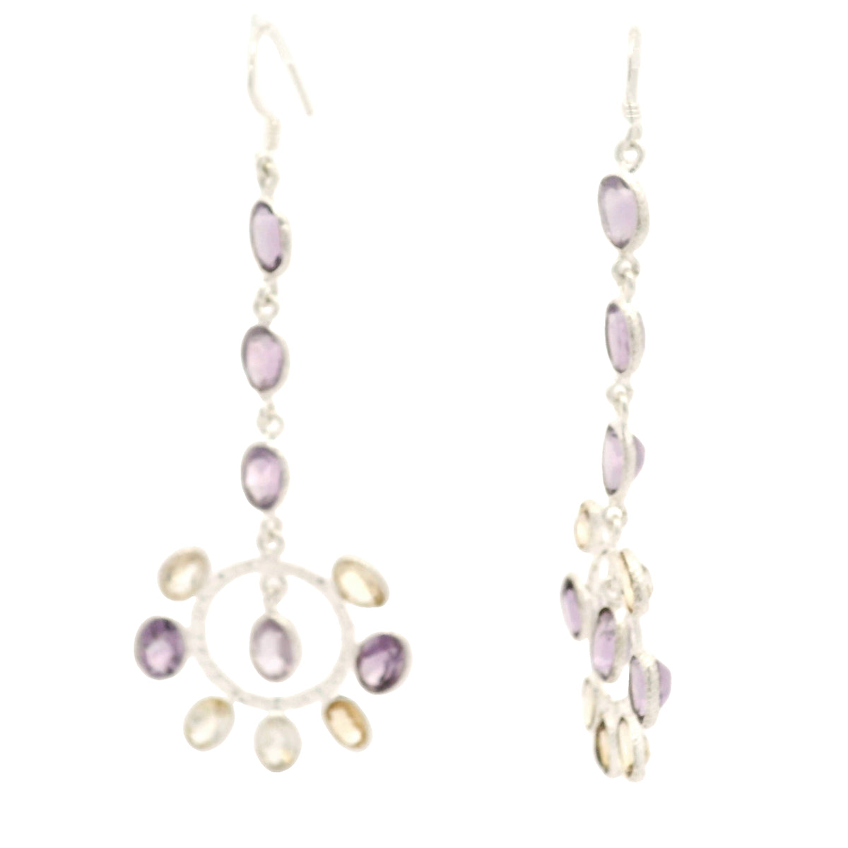 18.00 Ct Amethyst, Citrine 925 Sterling Silver Earrings