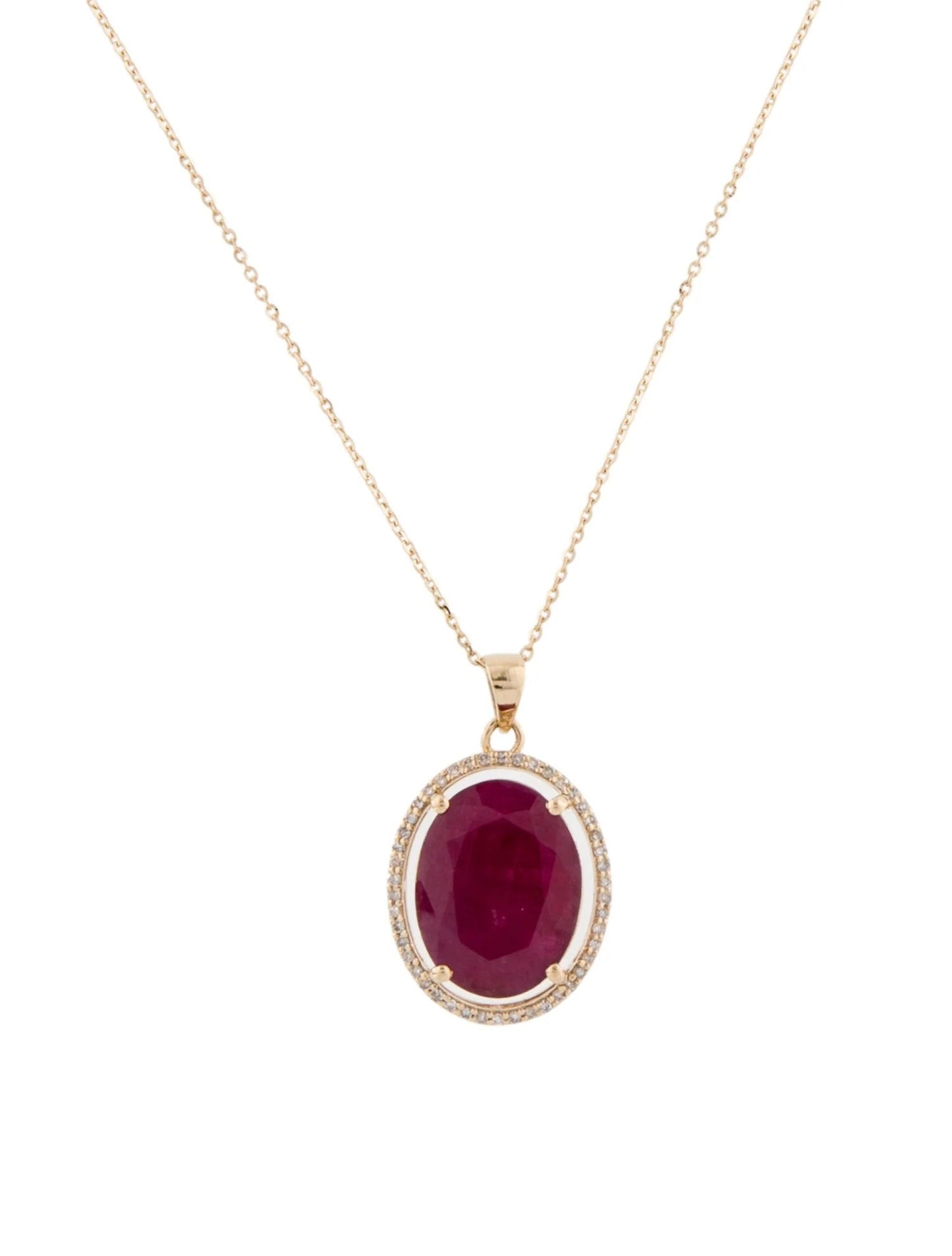 14K Ruby & Diamond Pendant Necklace