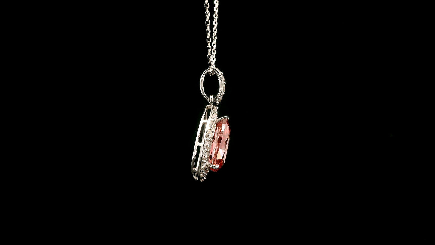 2.50 Carats Pink Lab Grown Diamond 14K Gold Pendant