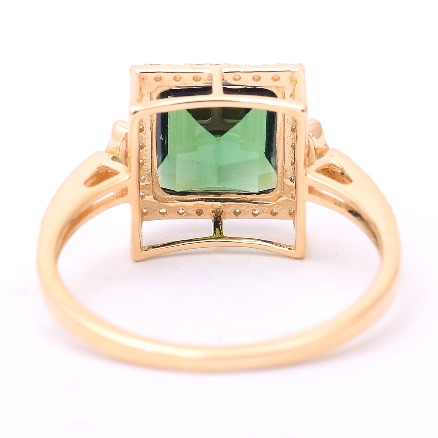 2.45 Ct Square Step Cut Natural Tourmaline 14K Gold Ring