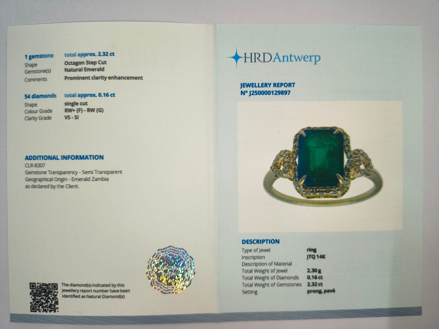2.48 Ct Octagon Natural Emerald 14K Gold Ring