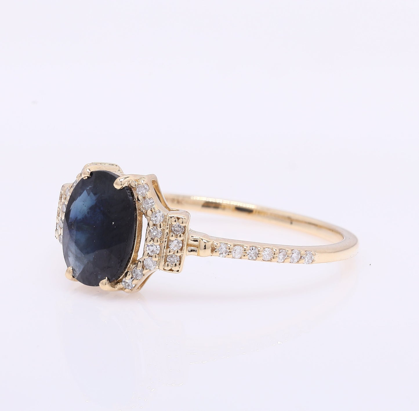1.21 Ct Oval Mixed Cut Natural Sapphire 14K Gold Ring
