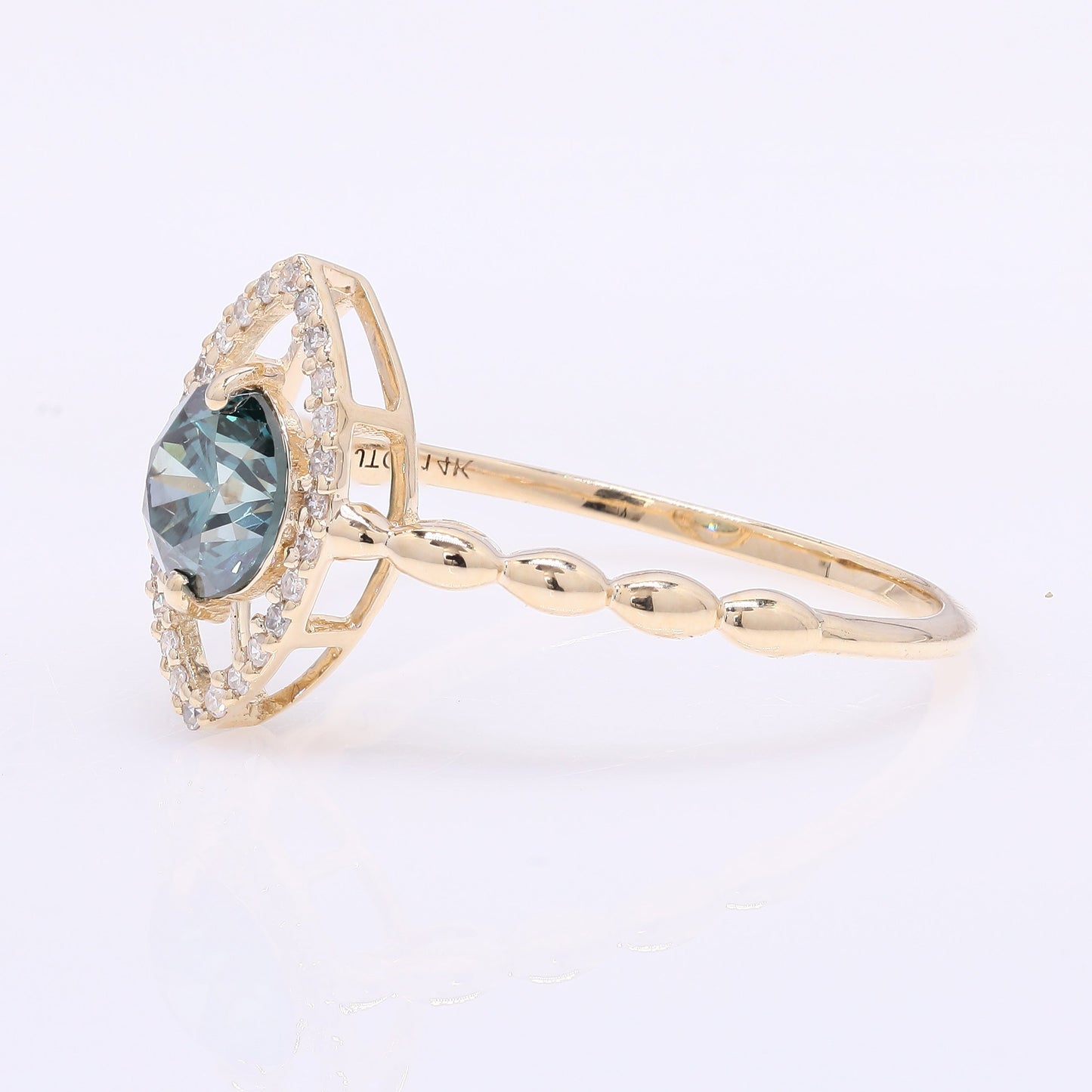 0.74 Ct Round Blue Diamond 14K Gold Ring
