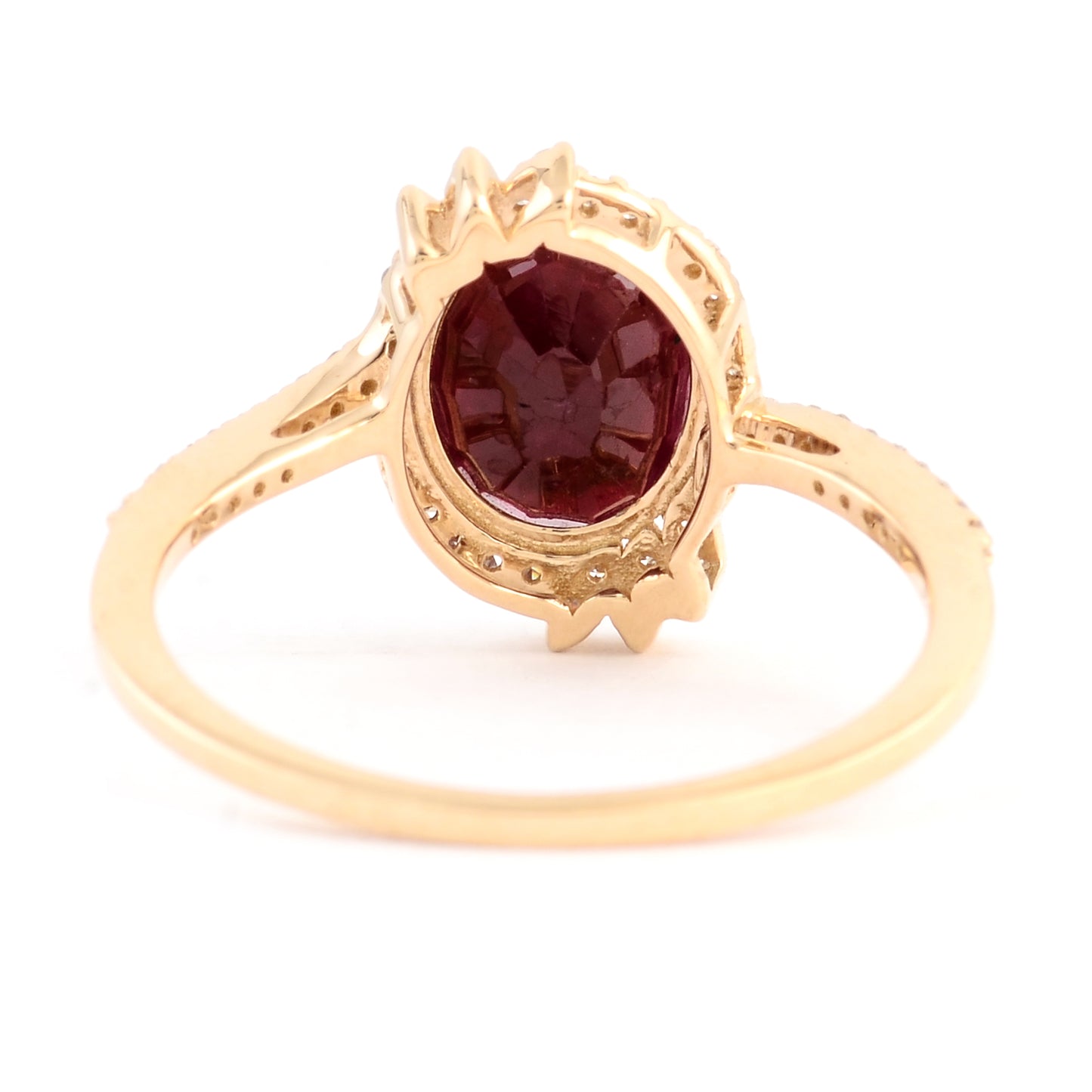 2.21 Ct Oval Mixed Cut Natural Corundum Ruby 14K Gold Ring
