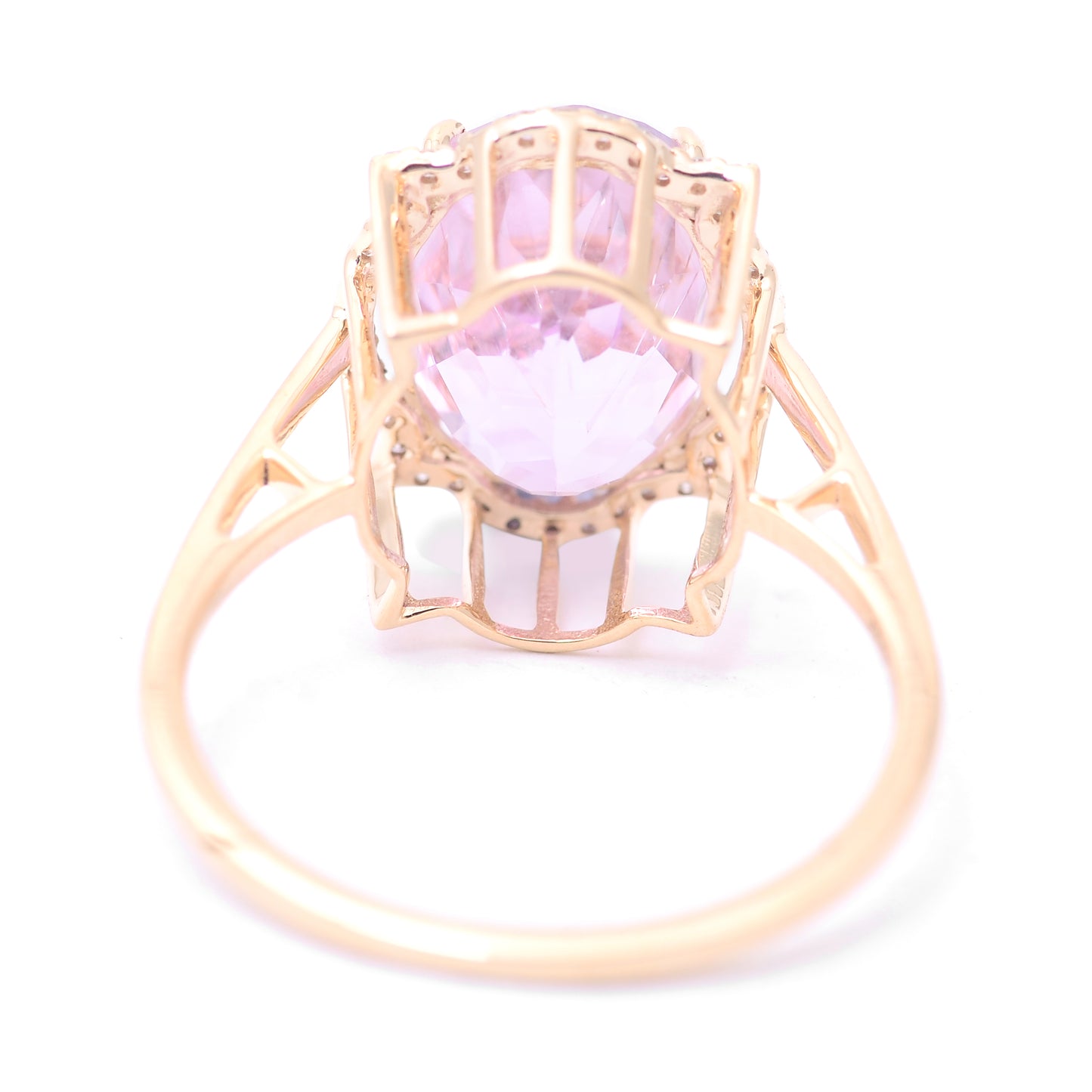 6.01 Ct Oval Mixed Cut Natural Kunzite 14K Gold Ring