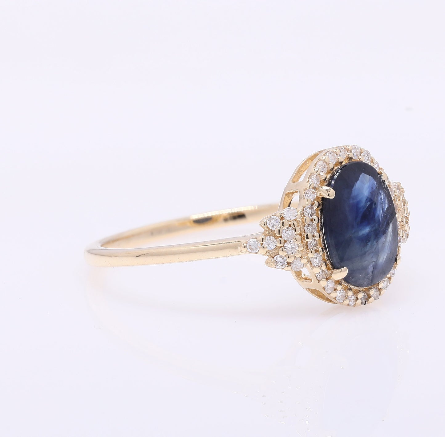 1.31 Ct Oval Mixed Cut Natural Sapphire 14K Gold Ring