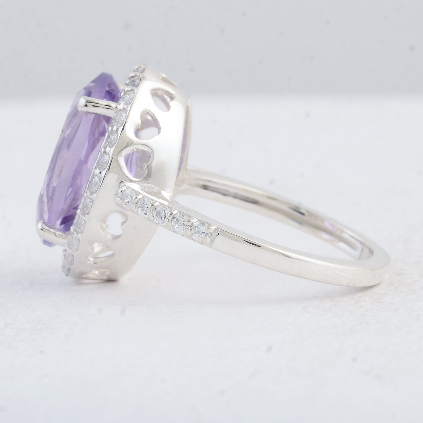 6.34 Ct Oval Amethyst 925 Sterling Silver Ring