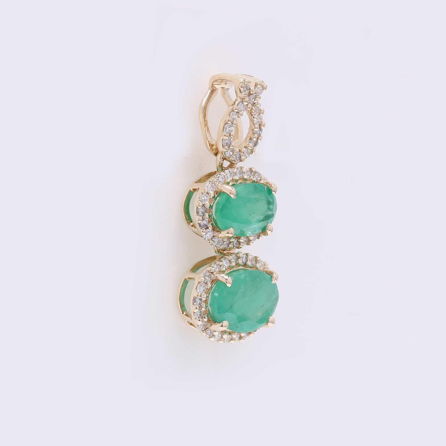 1.62 Ct Oval Mixed Cut Natural Emerald 14K Gold Pendant