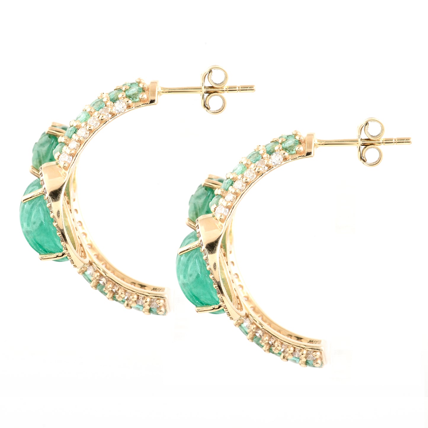 11.29 Ct Oval Emerald 14K Gold Earrings