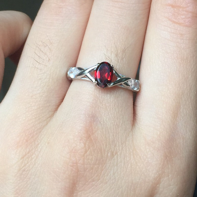 Garnet 925 Sterling Silver Ring