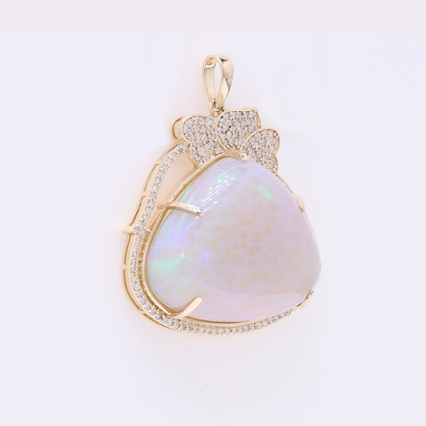 25.85 Ct Pear Cabochon Natural Opal 14K Gold Pendant