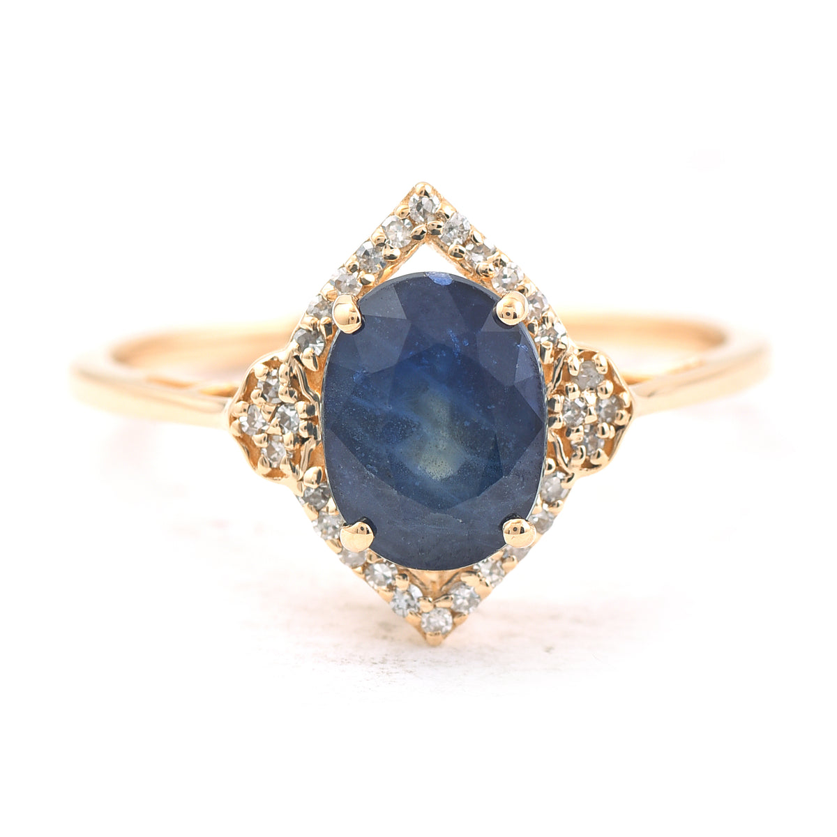 2.43 Ct Oval Mixed Cut Natural Sapphire 14K Gold Ring