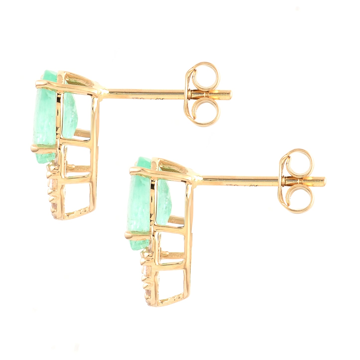 2.86 Ct Oval Emerald 14K Gold Earrings