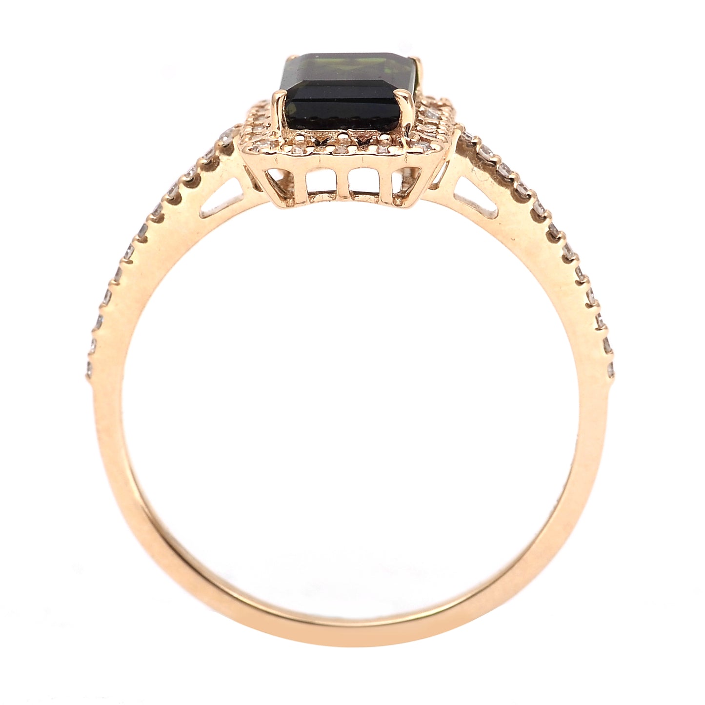 1.35 Ct Octagon Step Cut Natural Tourmaline 14K Gold Ring