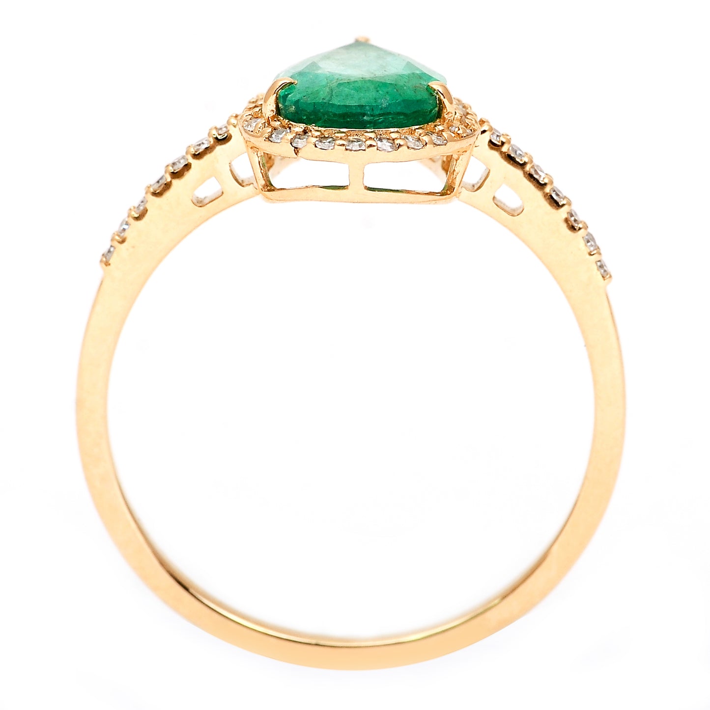 1.35 Ct Pear Mixed Cut Natural Emerald 14K Gold Ring