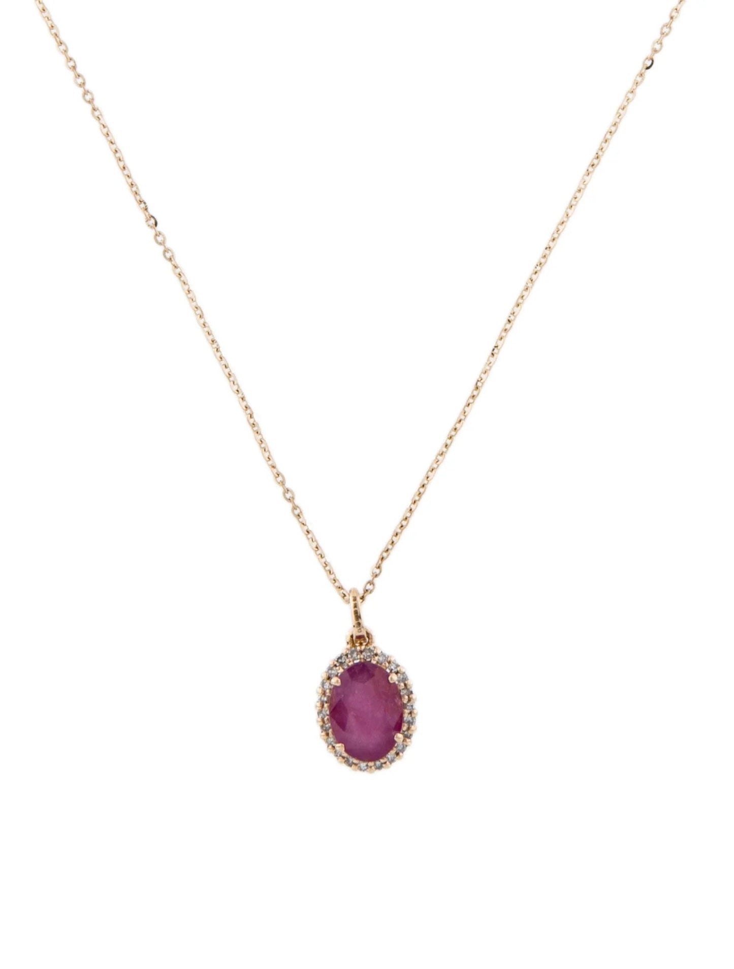 14K 1.70ct Ruby & Diamond Pendant Necklace